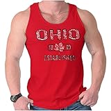 Ohio Vintage Buckeye Leaf Stencil OH Tank Top T Shirts Men Women Red