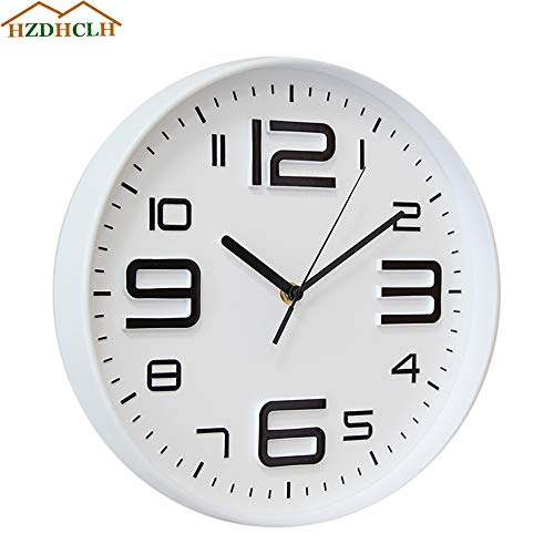 Image of HZDHCLH Wall Clock 12 Inch Silent Non Ticking Clock for Living Room Bedroom Kitchen Office (Model D)