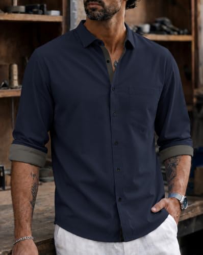 Image of Noble Monk Men's Full Sleeve Shirt | Casual Shirt for Men | Stylish Cotton Blend | Comfortable Everyday Wear | Button Down Clothing | Travel & Outdoor Apparel