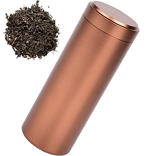 Tsffae Airtight Tea Storage Jar with Lid - Portable Aluminum Tea Caddy, Concise Style Kitchen Storage Tins