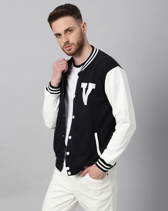 Image of BE SAVAGE Men's Cotton Blend Standard Length Varsity Jacket