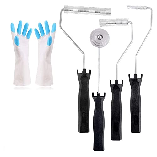 Lot de 6 rouleaux en fibre de verre, poignées, gants à rouleau à bulles en résine de fibre de verre laminée avec brosse Cover