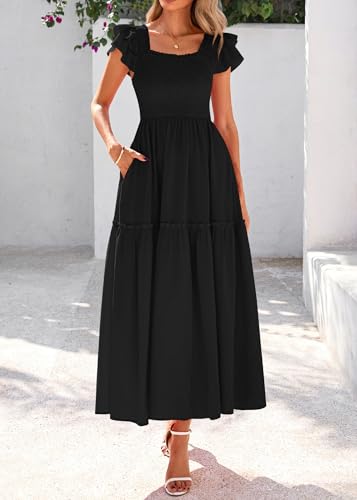 Image of KIRUNDO Smocked Summer Midi Dresses for Women 2026