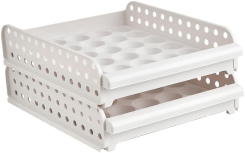 30grids Stackable Egg Container Refrigerator Organizer Egg Tray for Home Kitchen White Space-saving Design Prevents Breakage Easy to Clean