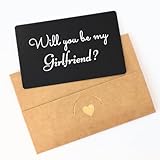 Will you be my Girlfriend? LOVE Messages Card: A Heartfelt Proposal for her/him, Hard Aluminum message card with elegant envelope - simple but powerful (Black with Brown envelope)