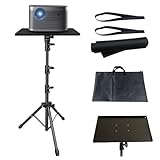 【一台多役＆軽量】プロジェクター スタンド アップデート版·収納ケース付き 高さ3段階調節65-130cm 180度回転 プロジェクター台 三脚式 耐荷重10kg プロジェクター 台 金属炭素鋼構造 加重土台 Projector Desktop Stand【XGIMI Halo+ 対応】ラップトップ/ プロジェクター/ 譜面台適用 ブラック