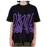 Octopus brand T-Shirt Airbrush Outline Tee Tentacoli all Over Maglia Uomo Black Blue Octopus Milano Originale (IT, Testo, M, Regular, Regular, Nero Viola)