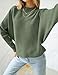 ZESICA Women's Fall 2025 Turtleneck Batwing Long Sleeve Ribbed Knit Casual Soft Pullover Sweater Jumper Top,Olive,Small