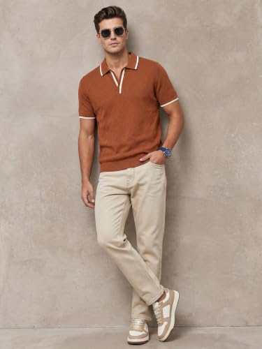 Image of Veirdo Men's Flatknit Printed Half Sleeve Polo T-Shirt with Collared Neck, Loose Comfortable Fit, Casual Style for Office, Travel, (Sizes S to 2XL)