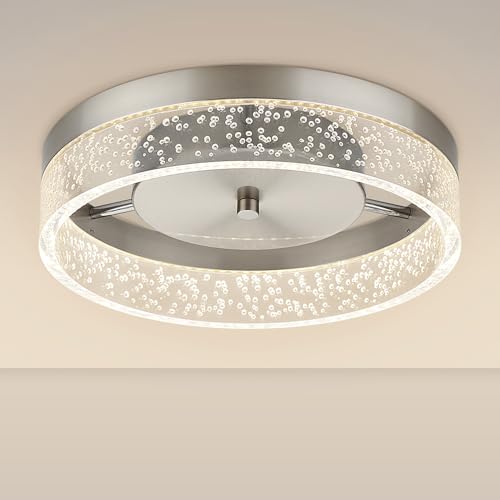 Bekada LED Flush Mount Ceiling Light Fixture, 12In Crystal Chandelier