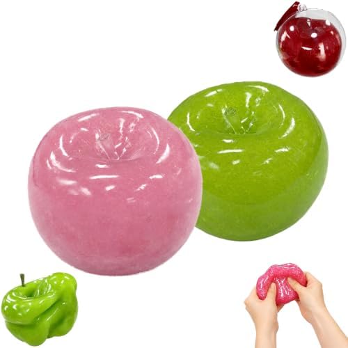 Slushy Apple Squishy, Apple Squishy Slow Rising Stress Relief Squeeze Ball (Pink+Green)