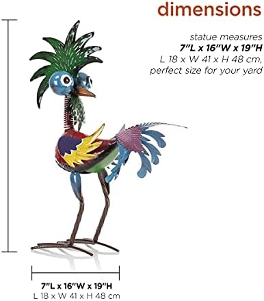 Alpine Corporation 48 cm Tall Indoor/Outdoor Wild Tropical Metal Rooster Yard Statue Decoration, Multicolor