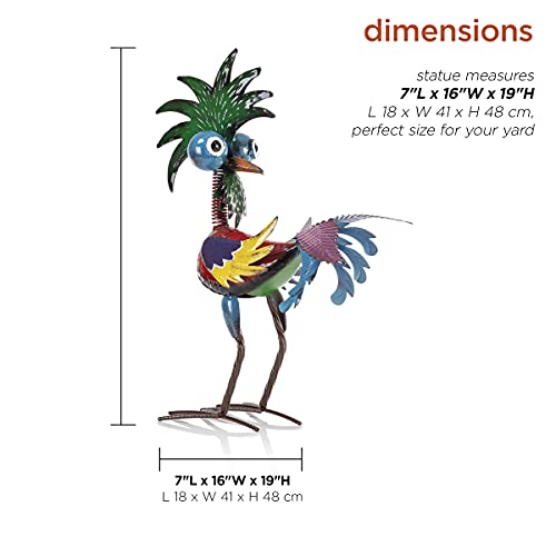 Alpine Corporation Mzp390 Glossy Rooster Statue Outdoor Garden, Patio, Deck, Porch-Yard Art Decoration, 7" L X 16" W X 19" H, Multicolor #TOP2