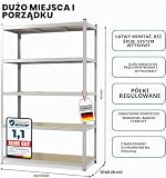 casa pura Regał do dużych obciążeń, 220 x 120 x 60 cm, ocynkowany, regał wtykowy, regał magazynowy, regał stojący, system wtykowy, montaż bez użycia narzędzi