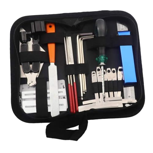 Kit réparation guitare luthier avec pince coupe-cordes et limes de maintenance 25 en 1