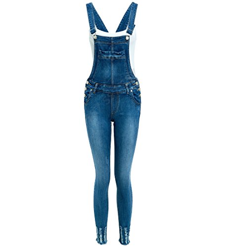 SS7 Dungaree Skinny Fit Stretch Denim Blue Womens Size 8 10 12 14 Ladies Dungarees Jeans