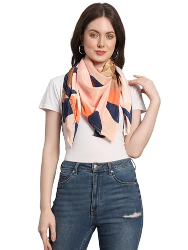 Image of Ravaiyaa - Attitude is everything Women Silk Digital Print Large Square Scarf Breathable Lightweight Neckerchief Printed Headscarf 40 inch x 40 inch Inch
