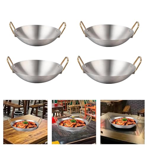 Wok de acero inoxidable con doble asa y distribución uniforme miniatura 2