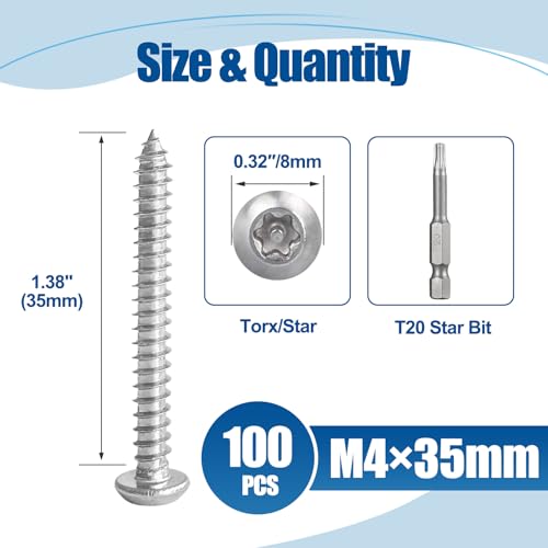 Tornillos Autoperforantes Torx M4x35 mm Pack 100 Acero miniatura 2