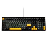 Akko 3108 V3 Mechanische Tastatur, USB Typ-C kabelgebunden, 100% US-Layout, Hot-Swap-fähig, RGB-Beleuchtung nur in Weiß, mit PBT-Double-Shot-Tastenkappen (Schwarz & Gold, Frost Pink Switch)