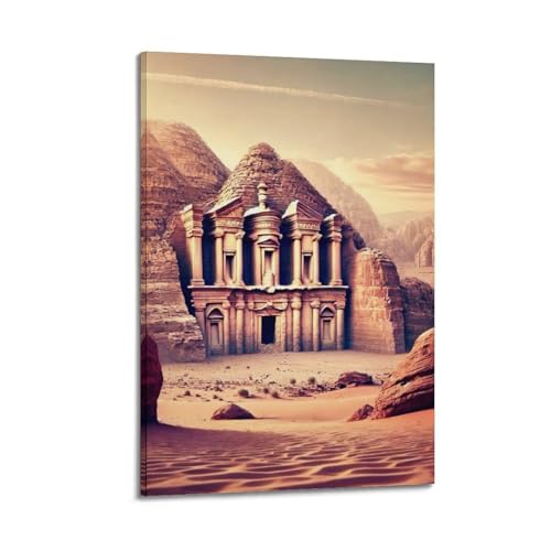 Poster Petra Jordan impression sur toile décorative haut de gamme 40 x 60 cm avec cadre moderne