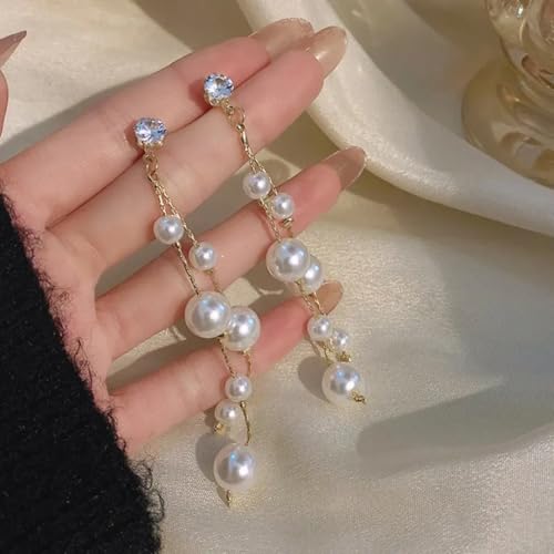 Image of Elegant Drop Pearlfect Earrings for Womens | Classic Pearl Dangle Jewelry