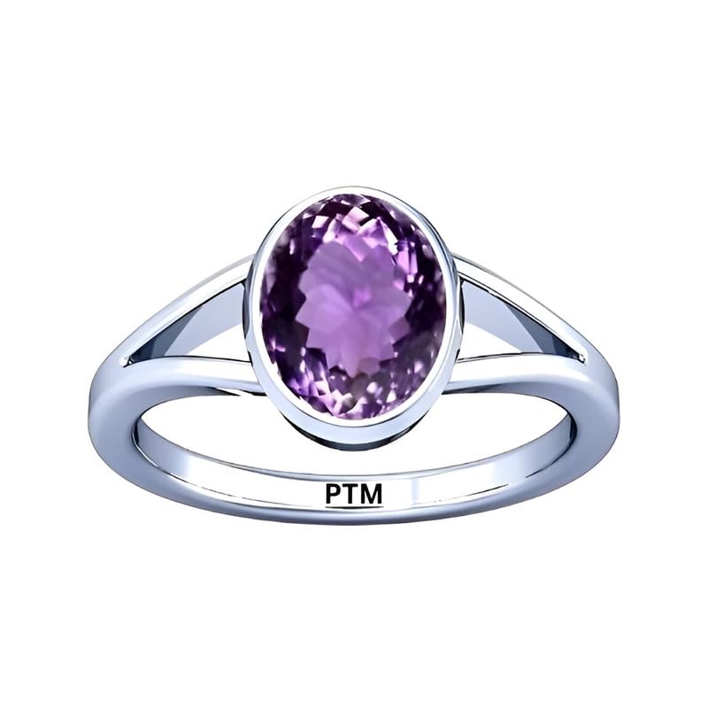 PTM 925 Sterling Silver Amethyst/Kathela 3.25 to 10.25 Ratti or 3.00 to 9.50 Carat Astrological Real Gemstone Bis Hallmark Ring for Men & Women