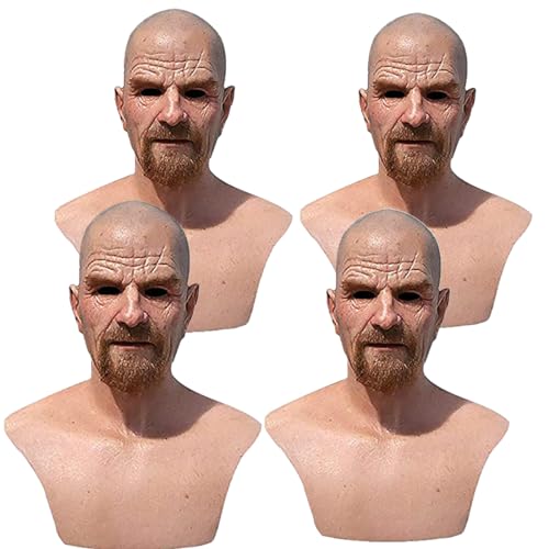 Ivlztih Halloween Scary Realistic Old Man Mask Wrinkle Human Face Latex Masquerade Cosplay Costume Props cover