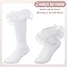 Topbuti 2 Pairs Toddler Girls Ruffle Dress Socks Double Lace Turn Cuff Frilly Princess Socks Cotton Crew Socks for Baby Girls (Large, White)