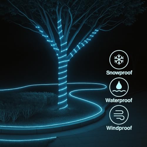 Image of Gesto 50 Meter Rope LED Strip Lights | 120 LED /Mtr Waterproof Outdoor Lights for Balcony, Home Decor, Cove Light for False Ceiling | Flexible, Cuttable Strip Light for Diwali Decoration - Ice Blue