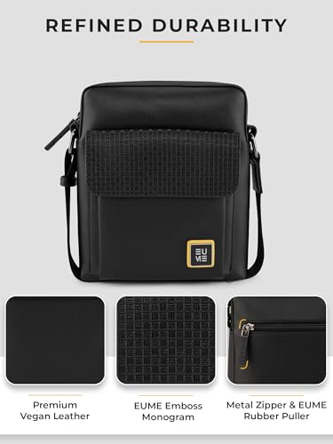 Image of EUME Packsy Sling Bag for Men & Women | Vegan Leather Crossbody Travel Bag | Magnetic Easy Access Pockets | Lightweight 3L Daily Use Bag