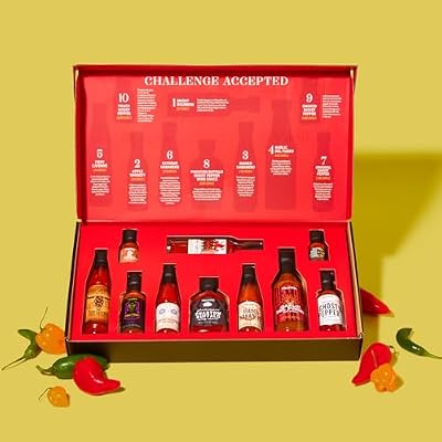 Thoughtfully Hot Sauce Challenge, Mild to Extreme Hot Sauce Variety 10 Pack, Unique Gift for Men, Husband, Dad, Father, Birthday and Christmas