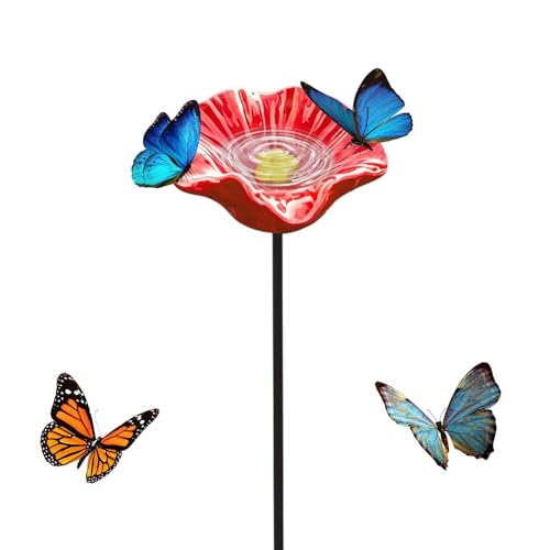 Baño de abejas con estaca y flor de resina para jardín 2
