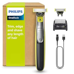 PHILIPS OneBlade 360 Face - elektrischer Rasierer & Trimmer, 2x 360 Klingen, verstellbarer 5-in-1-Trimmaufsatz, Nass- & Trockenrasur, Akku-USB, fürs Gesicht (QP2734/30)