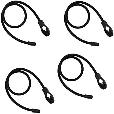 Heavy Duty Adjustable Elastics Stretch Lock Shock Bungee Cords Rope with PVC Coated Buckle All Black for Motorcycle, Cargo, Camping, RV, Trailer, Bicycle Carrier Rack, Trunk, ,Luggage (4 Pack)