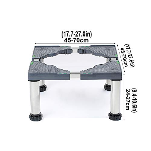 Heightening Stainless Steel Shelf Holder Washing Machine and Refrigerator Stand 24-27cm A Tumble Dyer Floor Trays Extendable Appliance Base for Vertical Air Conditioner,4 Legs