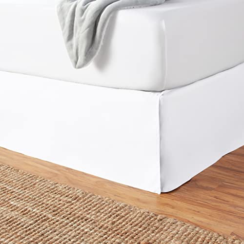 Image of Amazon Basics Lightweight Pleated Bed Skirt, Twin, Bright White, Solid, (Pack of 8)