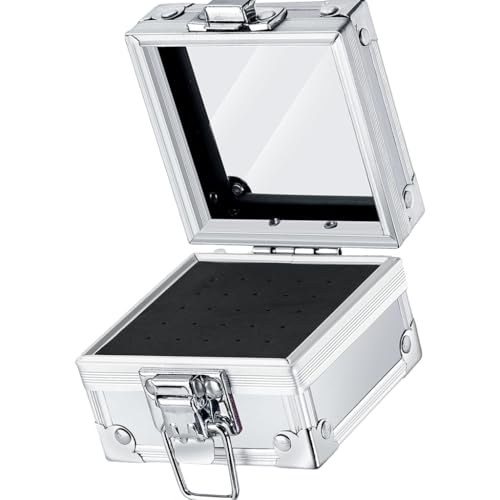 Nails Drill Holder Case with 25 Slots Stainless SteelStorage Box for Manicure Tool Organization Nails Bits Organized
