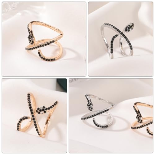 FELTECHELECTR Bague Serpent Ouverte pour Femme 2 Pièces en Cuivre – vue 4