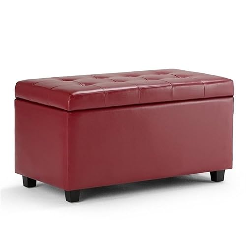 SIMPLIHOME Cosmopolitan Storage Ottoman - 34 inch Wide Upholstered Vegan