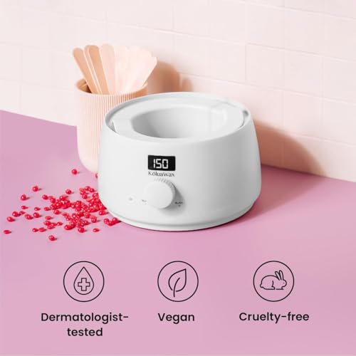 KoluaWax Premium Waxing Kit for Women - Hot Melt Hard Wax Warmer for Hair Removal, Eyebrow, Bikini, Legs, Face, Brazilian Wax - Machine, 4-Pack Beads, Accessories, White