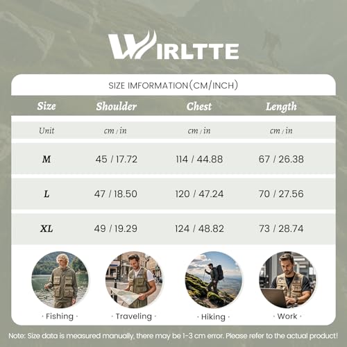 Wirltte Mens Fishing Vests Gilet Lightweight Outdoor Work Cargo Mesh Jacket With Multi Pockets Army Green L - Image 7