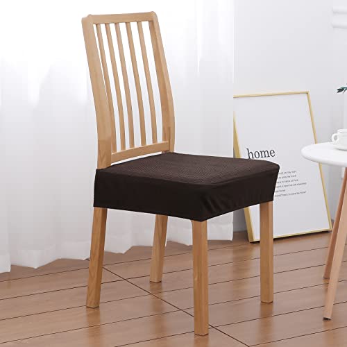 Smiry Waterproof Seat Covers For Dining Room Chairs Set Of 4, Stretch Jacquard Removable Washable Chair Seat Slipcovers Protector, No Rear Covers, Brown #TOP7