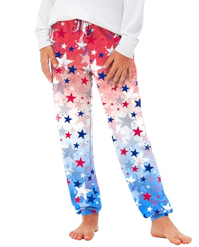 Image of Deerose 4th of July Pants American Flag Drawstring Sweatpants with Pockets 5-14 Years