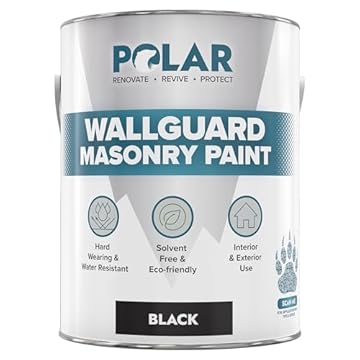 Polar Wallguard Black Masonry Paint Exterior - 5 Litre | Waterproof Coating for Brick, Concrete, Stone, Pebbledash, and Ironwork | High Durability and Superior Protection for Exterior Walls
