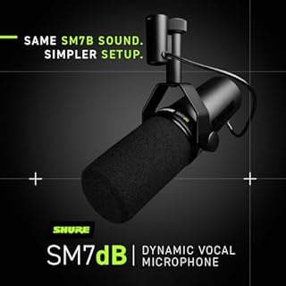 Shure SM7dB-Microfono dinamico, ideale per applicazioni broadcast, podcast/registrazione, ampia risposta in frequenza, suono caldo e omogeneo, costruzione solida, protezione antivento staccabile-Nero
