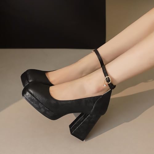 Concise Block Heel Mary Jane Square Toe Women Shoes4