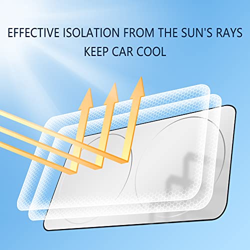 Foldable Car Windshield Sun Shade Cover Whole Automotive Glass,5 Layer Titanium Silver Reflector Sunshade To Block Uv&Heat,Protect Interior Accessories For Cars Trucks Suvs (M(59.1''*27.6'')) #TOP5