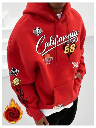 GORGLITTER Men's Streetwear Graphic Hoodies Y2k Oversized Drawstring Pullover Hooded Sweatshirt2