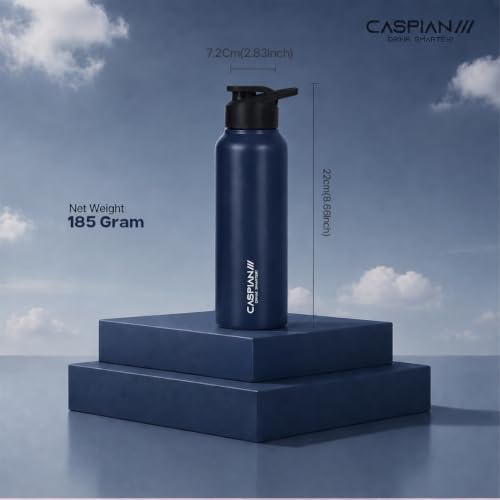 Image of Caspian Hike Customised Stainless Steel Water Bottle 750ml, P Blue with Logo Print - Personalised Water Bottle with Your Name Print for Kids Boys Girls School Office Gym- Perfect for Corporate Gifting
